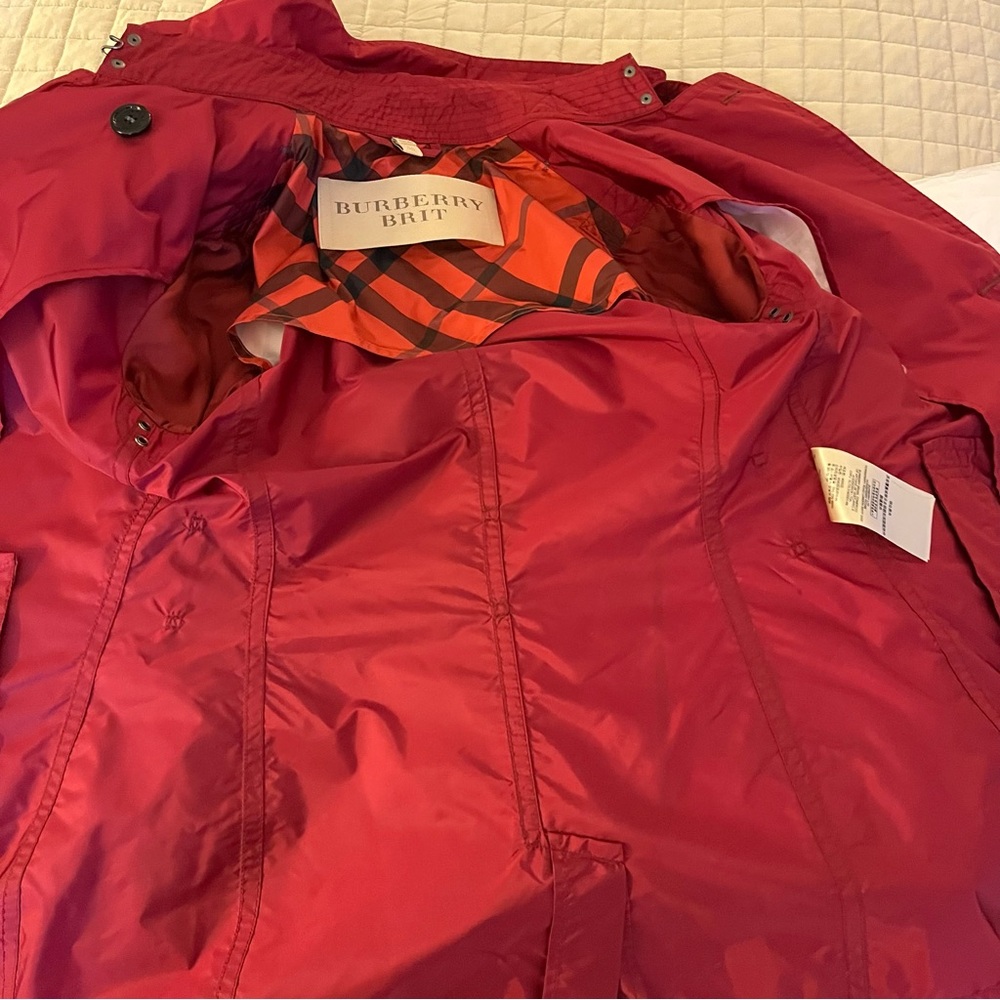 Burberry Brit cranberry red trenchcoat 4 - Picture 16 of 16